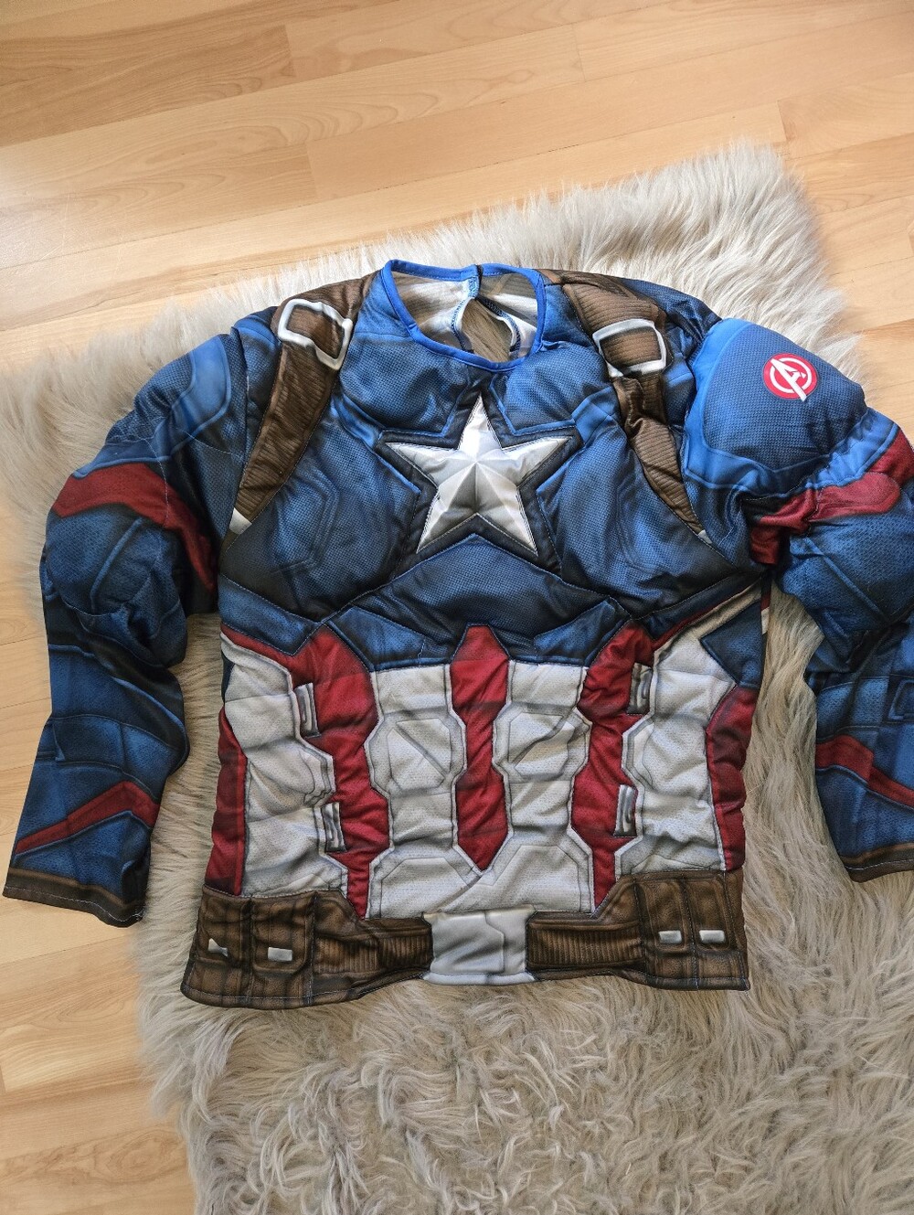 Mens Captian America Soft Muscle Padded Costume Halloween Top